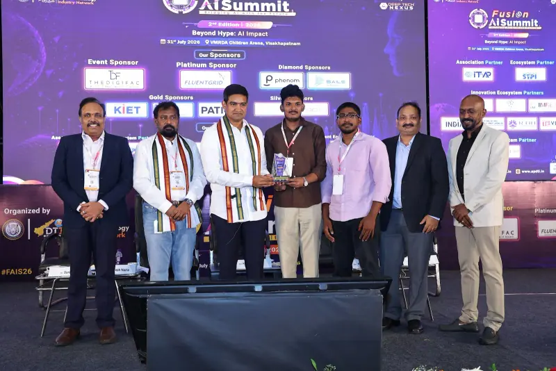 Award presentation on the Fusion AI Summit stage